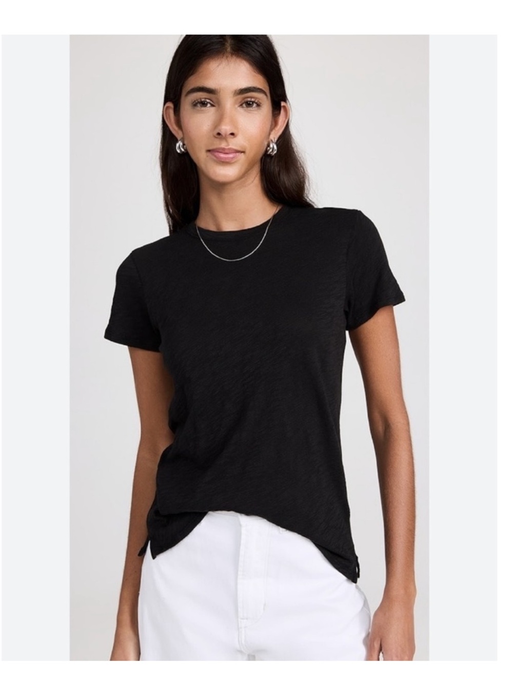 ATM Slub Jersey Schoolboy Crew Neck Tee in Black.